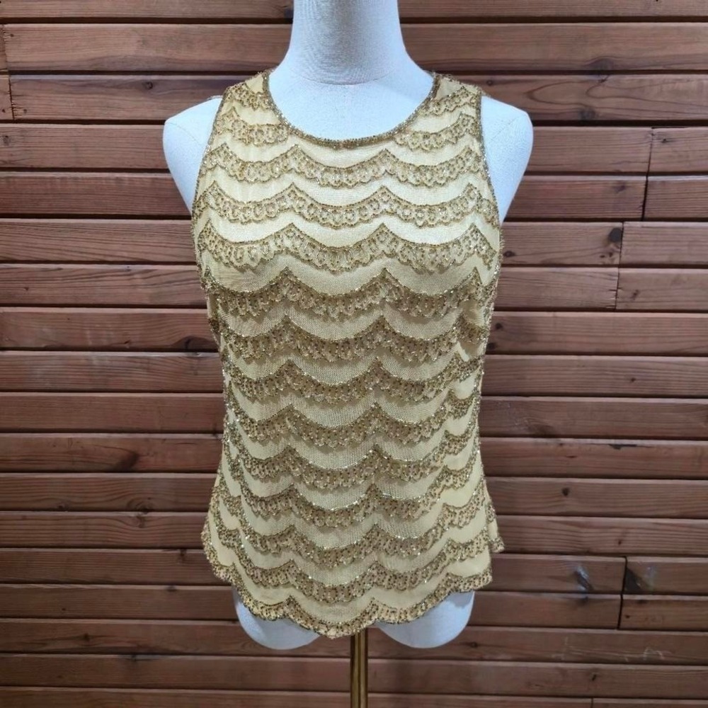 Vintage Jkara Beaded Scalloped Art Deco Top Statement Glam